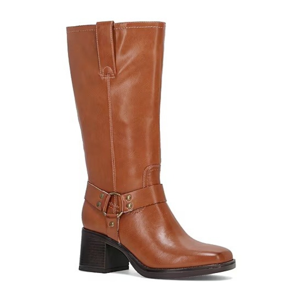 Frye and Co Womens Nica Stacked Heel Motorcycle Boots Brown Size 10 Medium NWT